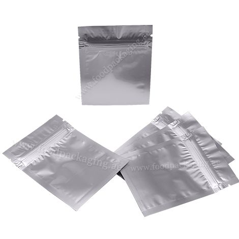 Matt Silver Three Side Seal Pouches With Zipper
